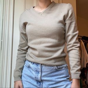 Beige V Neck Sweater